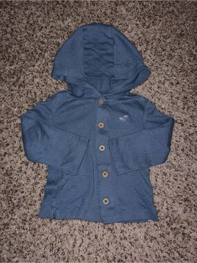 Carter's Slate Blue Hooded Button-Up Top